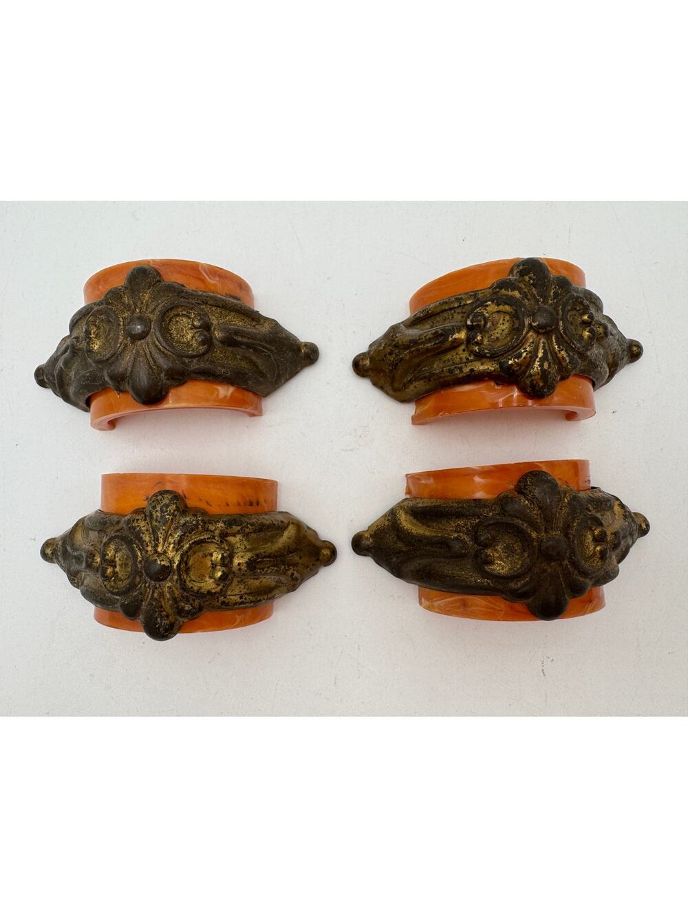 Set of 4 Vintage Drawer Pulls Bakelite and Brass 1940's